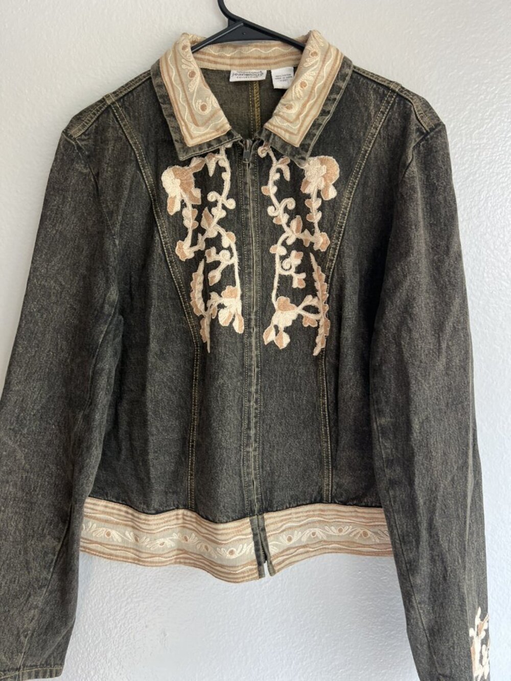 Newport News 90s Y2K Denim embroidered jacket womens sz 18
